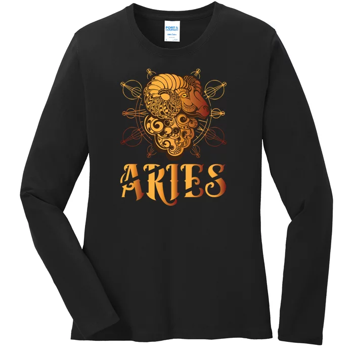 Aries goat Zodiac Ladies Long Sleeve Shirt