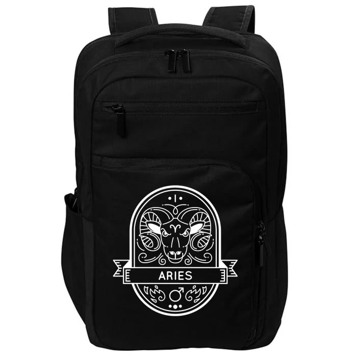 Aries Zodiac Symbol Design Impact Tech Backpack