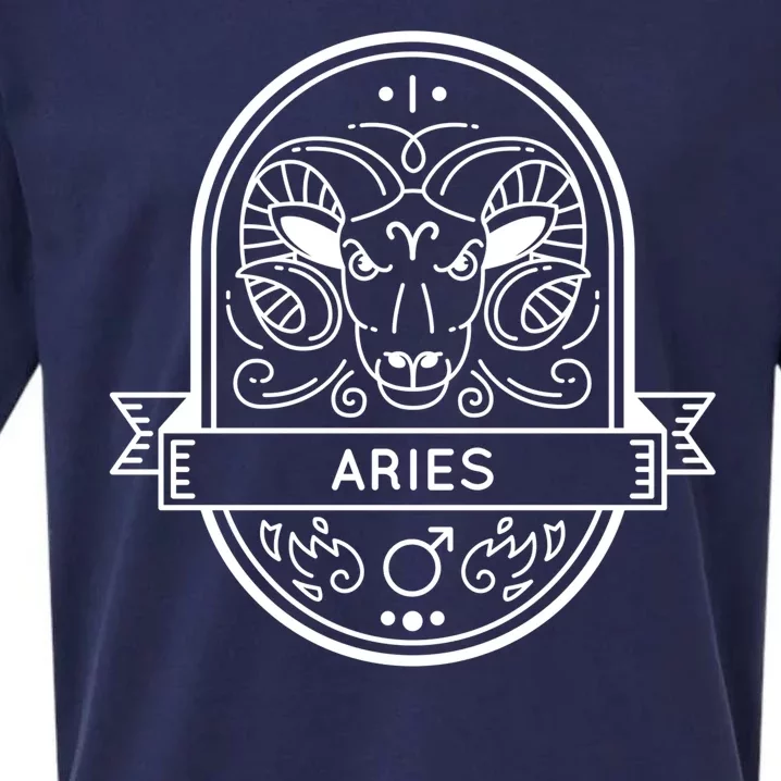 Aries Zodiac Symbol Design Sueded Cloud Jersey T-Shirt