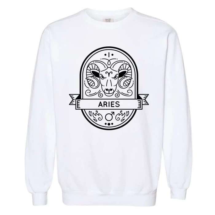 Aries Zodiac Symbol Design Garment-Dyed Sweatshirt