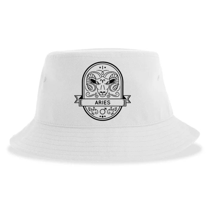 Aries Zodiac Symbol Design Sustainable Bucket Hat