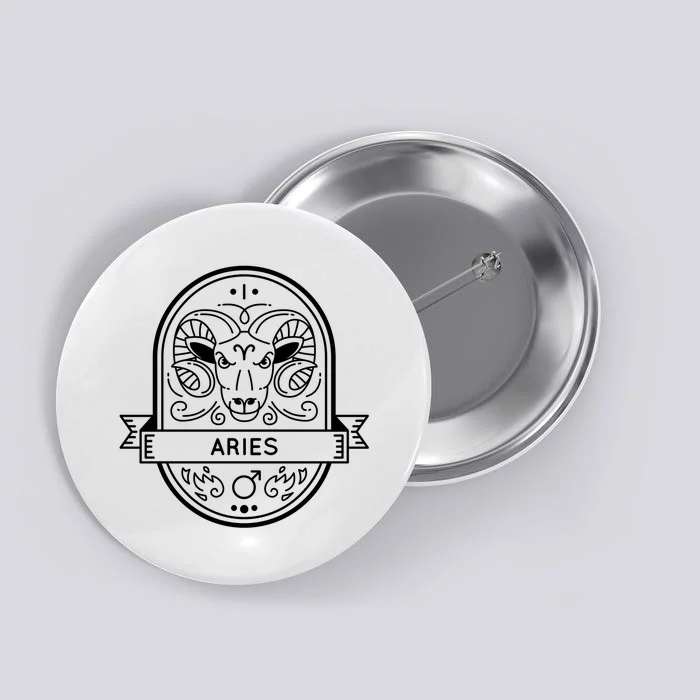 Aries Zodiac Symbol Design Button