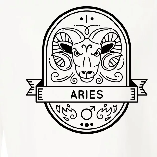 Aries Zodiac Symbol Design Cropped Pullover Crew