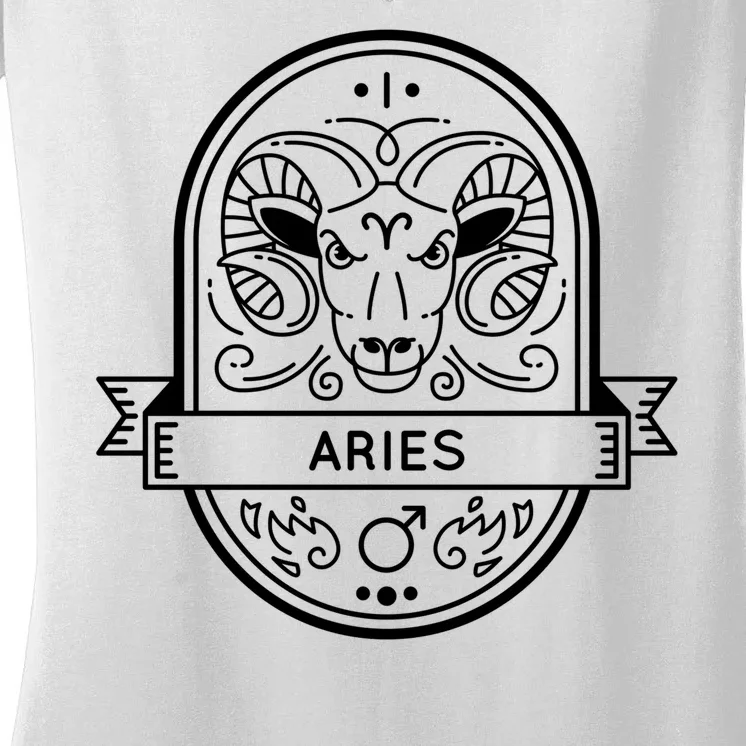 Aries Zodiac Symbol Design Women's V-Neck T-Shirt