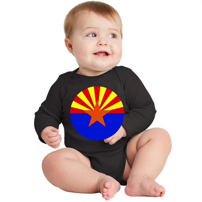 Arizona Circle Flag Baby Long Sleeve Bodysuit