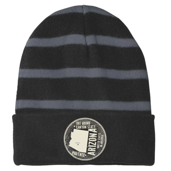 Arizona Grand Canyon State Retro Circle Striped Beanie with Solid Band