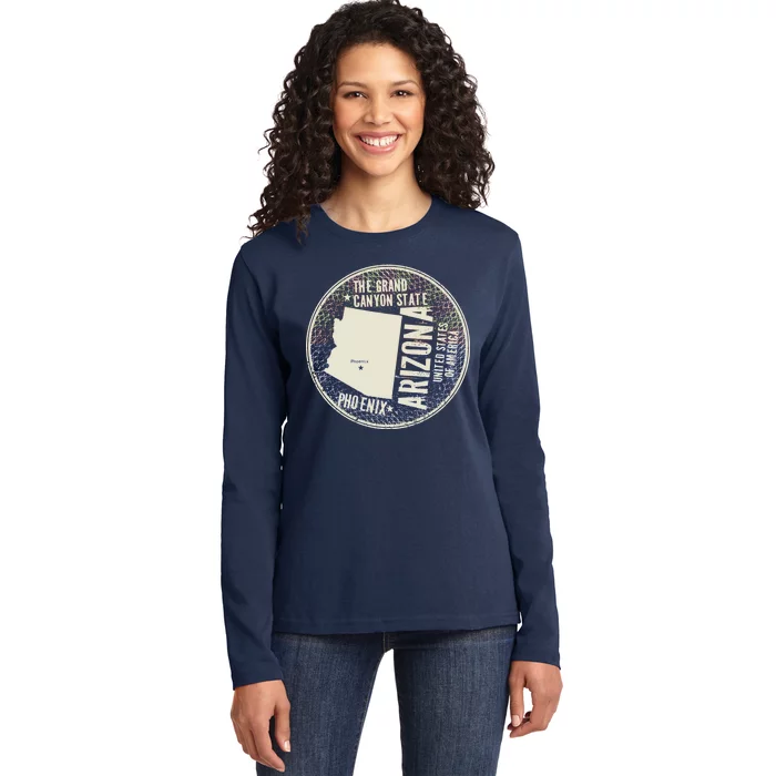 Arizona Grand Canyon State Retro Circle Ladies Long Sleeve Shirt