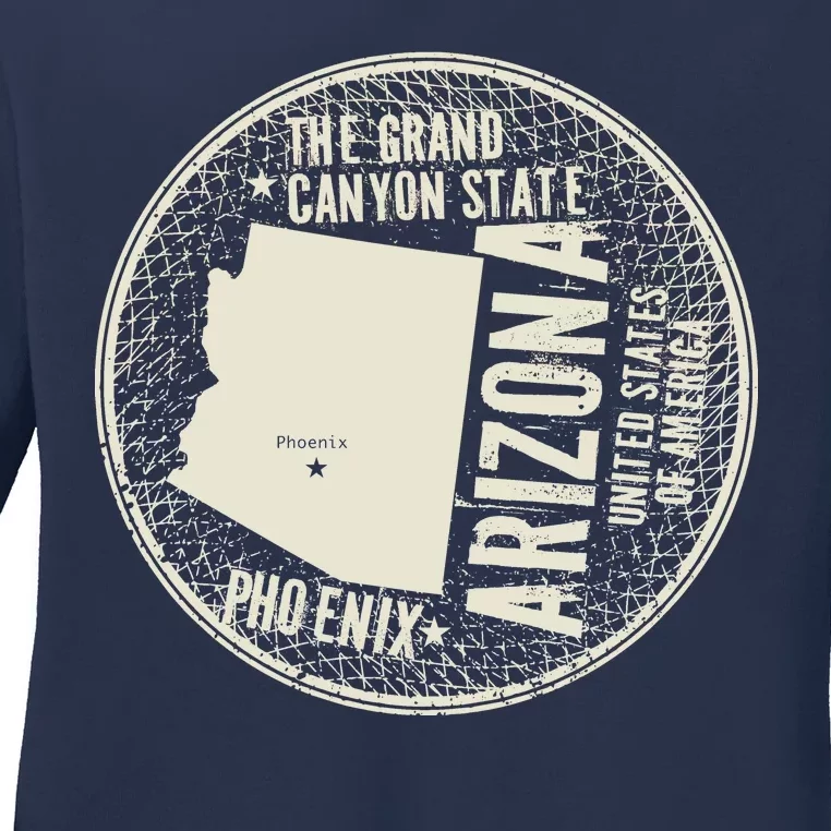 Arizona Grand Canyon State Retro Circle Ladies Long Sleeve Shirt