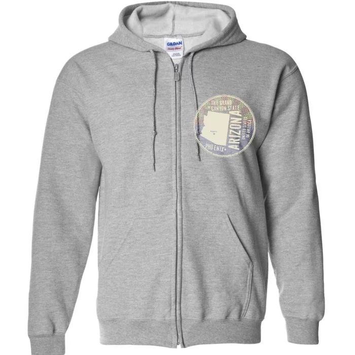 Arizona Grand Canyon State Retro Circle Full Zip Hoodie