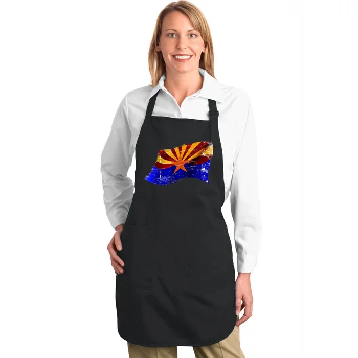 Arizona Grunge Flag Full-Length Apron With Pocket