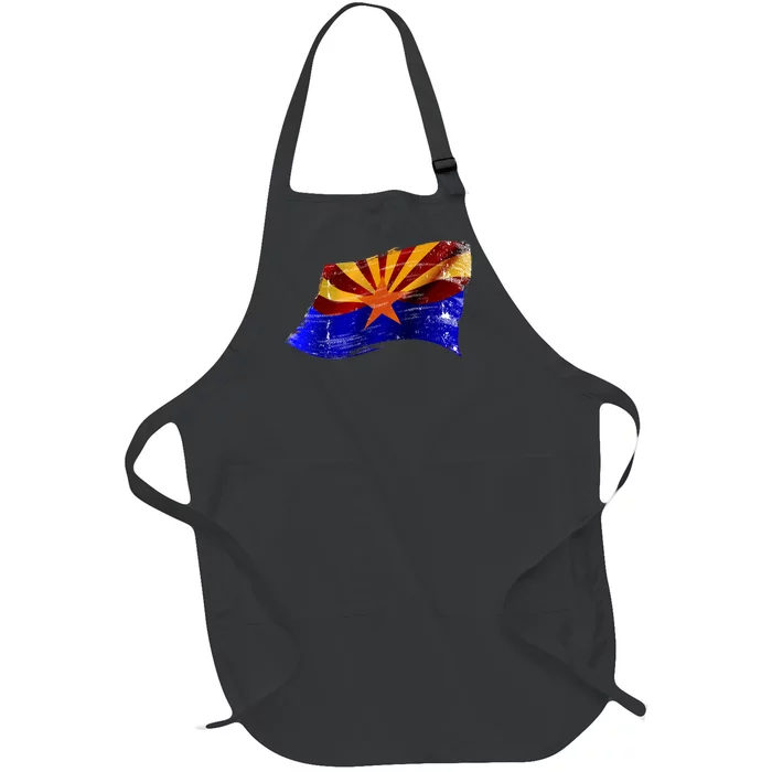 Arizona Grunge Flag Full-Length Apron With Pocket