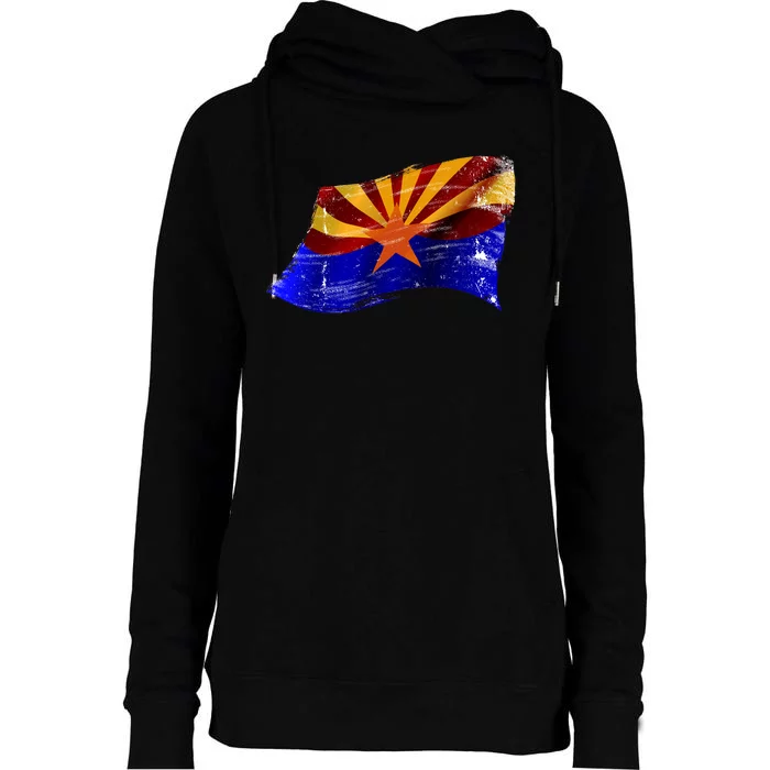 Arizona Grunge Flag Womens Funnel Neck Pullover Hood