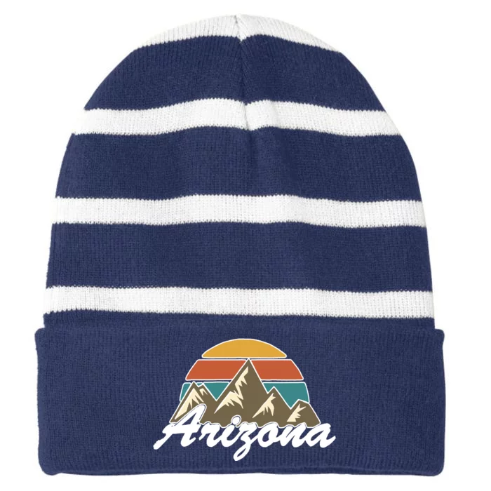 Arizona Retro AZ Mountain Striped Beanie with Solid Band