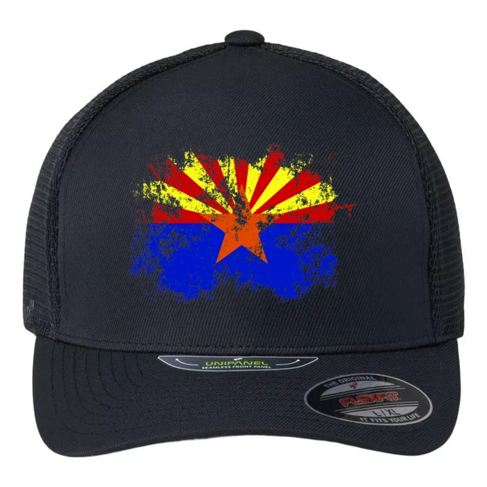 Arizona State Flag Grunge Flexfit Unipanel Trucker Cap