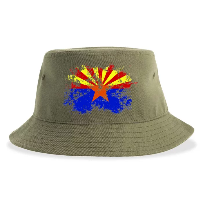 Arizona State Flag Grunge Sustainable Bucket Hat