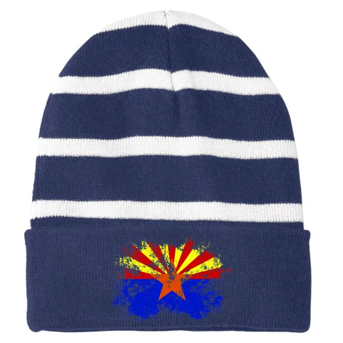 Arizona State Flag Grunge Striped Beanie with Solid Band