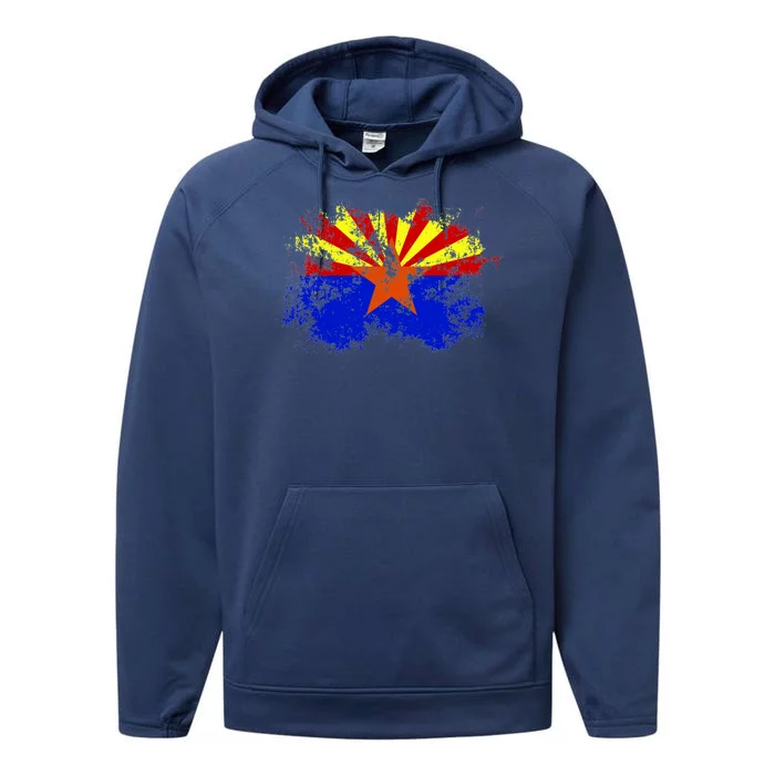 Arizona State Flag Grunge Performance Fleece Hoodie