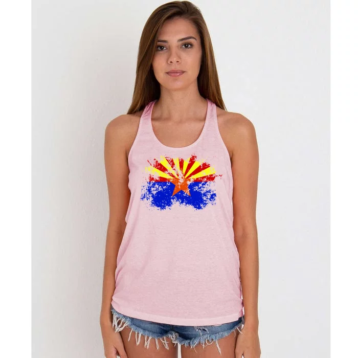 Arizona State Flag Grunge Women's Knotted Racerback Tank