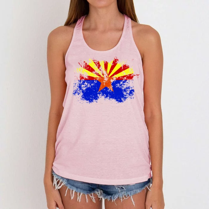 Arizona State Flag Grunge Women's Knotted Racerback Tank