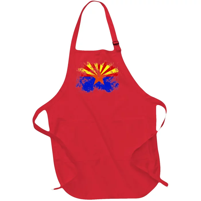 Arizona State Flag Grunge Full-Length Apron With Pocket