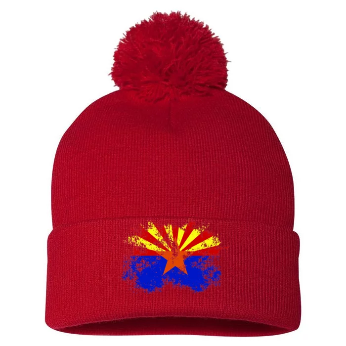 Arizona State Flag Grunge Pom Pom 12in Knit Beanie