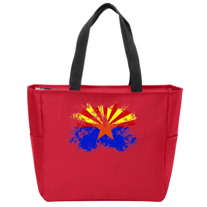 Arizona State Flag Grunge Zip Tote Bag