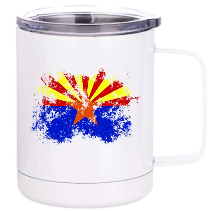 Arizona State Flag Grunge Front & Back 12oz Stainless Steel Tumbler Cup