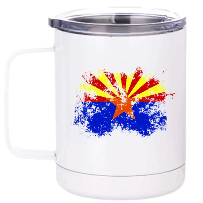 Arizona State Flag Grunge Front & Back 12oz Stainless Steel Tumbler Cup