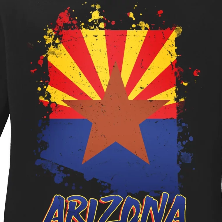 Arizona State Star Flag Ladies Long Sleeve Shirt