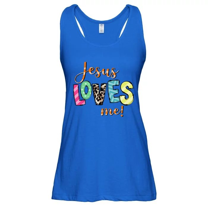 Awesome Religious Jesus Loves Me Christian Ladies Essential Flowy Tank