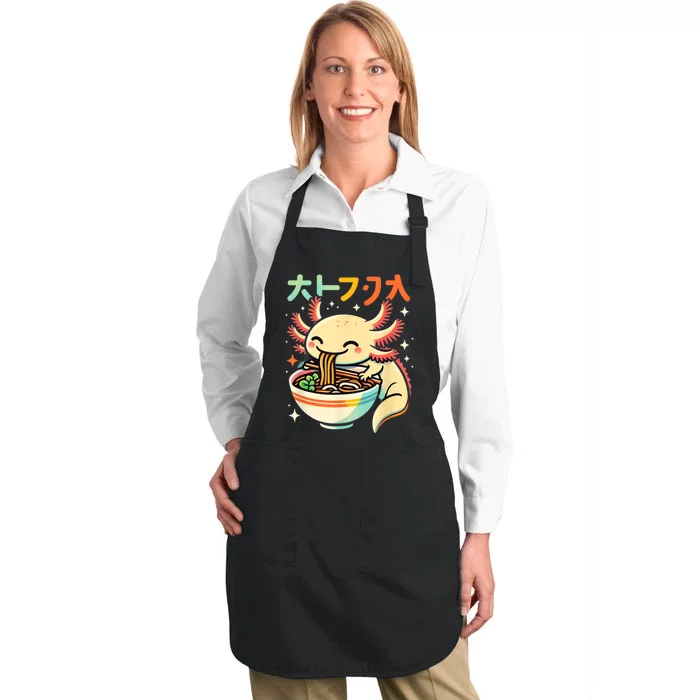 Axolotl Ramen Kawaii Neko Japanese Noodles Aesthetic Full-Length Apron With Pocket