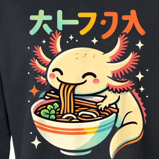 Axolotl Ramen Kawaii Neko Japanese Noodles Aesthetic Cropped Pullover Crew