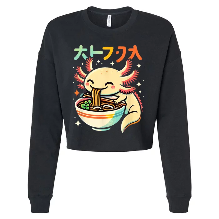 Axolotl Ramen Kawaii Neko Japanese Noodles Aesthetic Cropped Pullover Crew