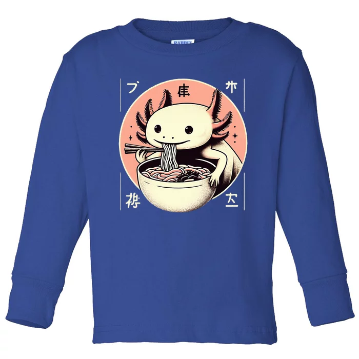 Axolotl Ra Kawaii Neko Japanese Noodles Aesthetic Toddler Long Sleeve Shirt