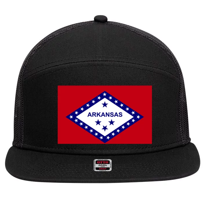 Arkansas State Flag 7 Panel Mesh Trucker Snapback Hat