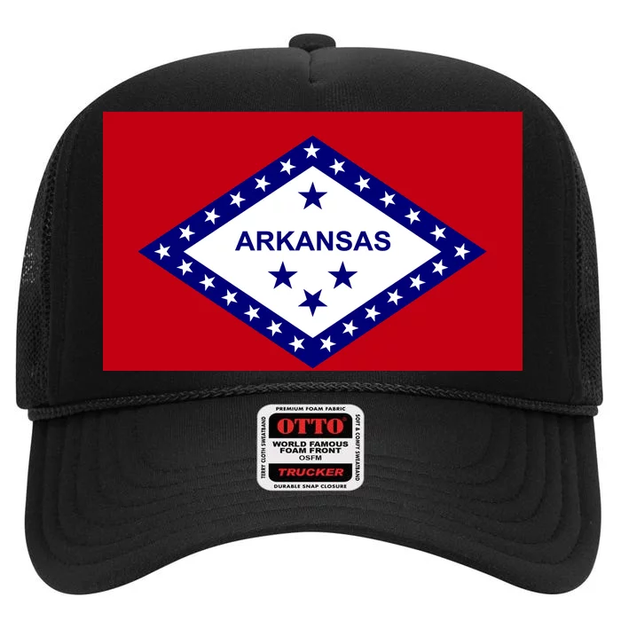 Arkansas State Flag High Crown Mesh Trucker Hat