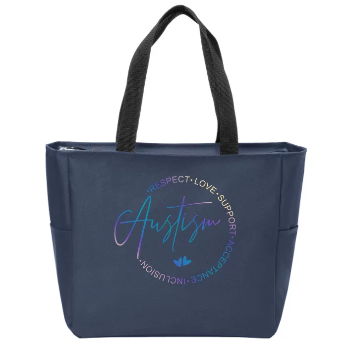 Autism Respect Love Support Acceptance Zip Tote Bag