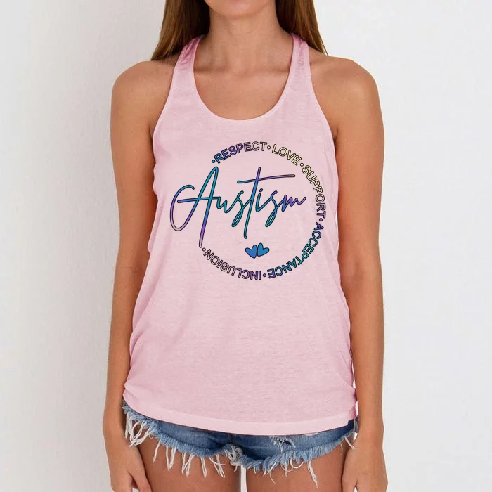 Autism Respect Love Support Acceptance Women's Knotted Racerback Tank