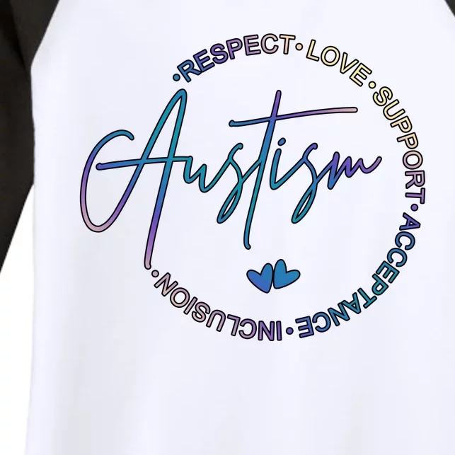 Autism Respect Love Support Acceptance Women's Tri-Blend 3/4-Sleeve Raglan Shirt