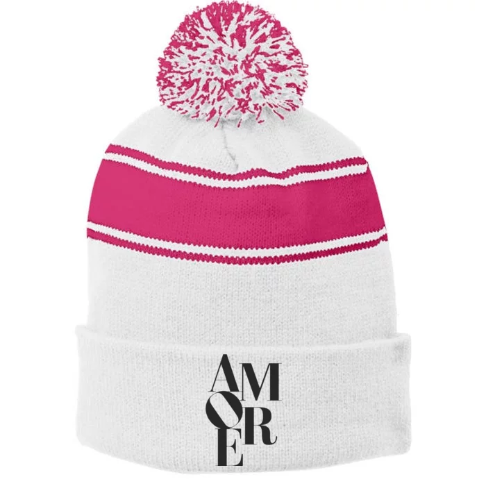 Amore Romantic Love Passion Italian Gift Stripe Pom Pom Beanie