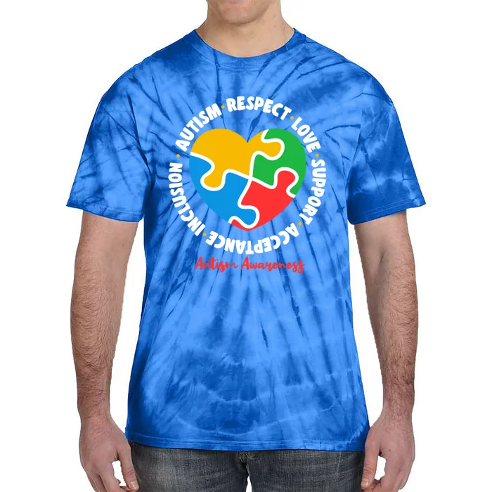 Autism Respect Love Support Acceptance Inclusion Asd Support Gift Tie-Dye T-Shirt