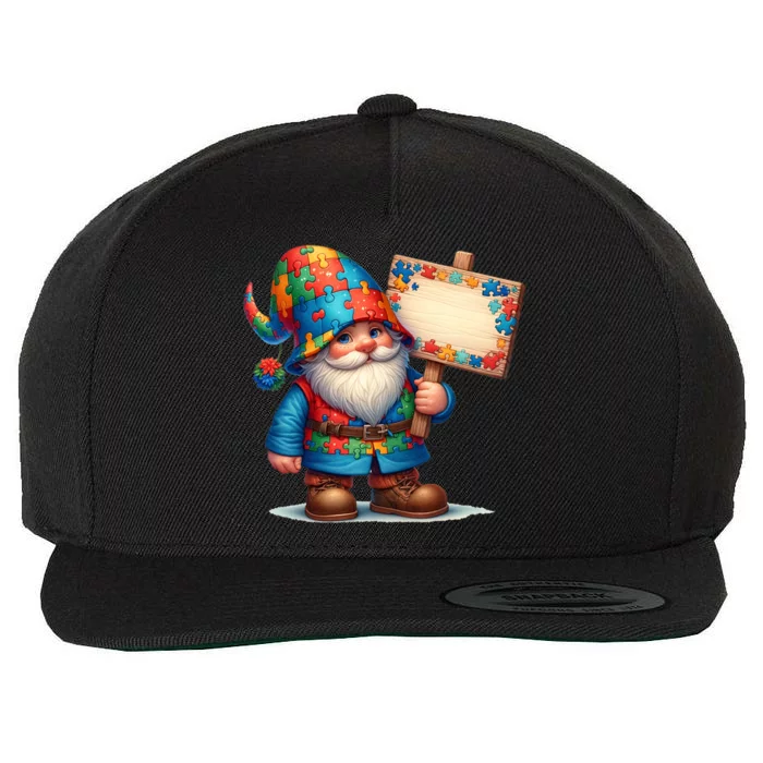 Autism Respect Love Support Gnome Autism Awareness Gift Wool Snapback Cap