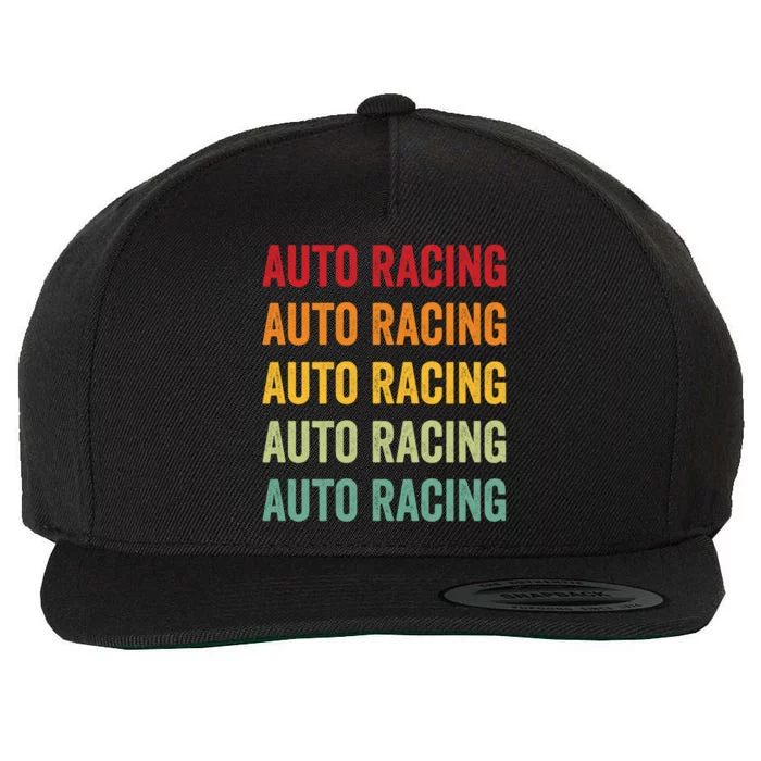 Auto Racing Lover Auto Racing Hobbyist Rainbow Design Gift Wool Snapback Cap