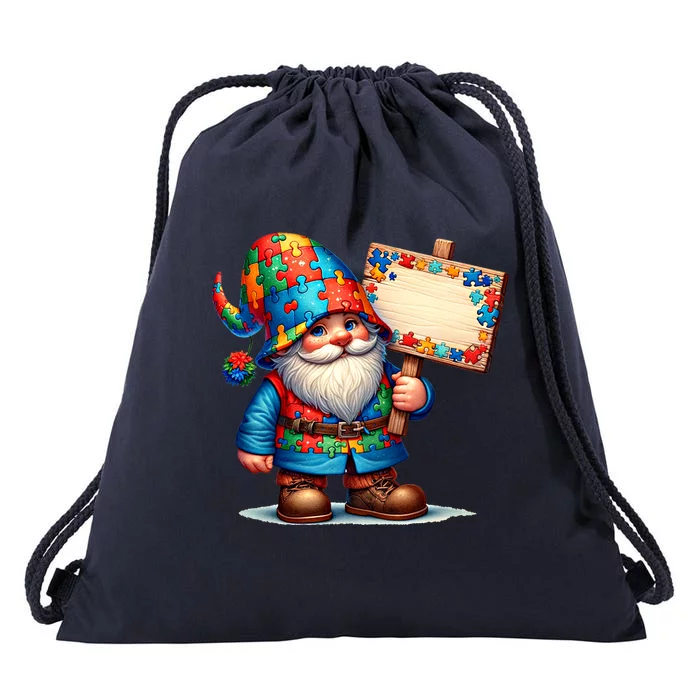 Autism Respect Love Support Gnome Autism Awareness Meaningful Gift Drawstring Bag