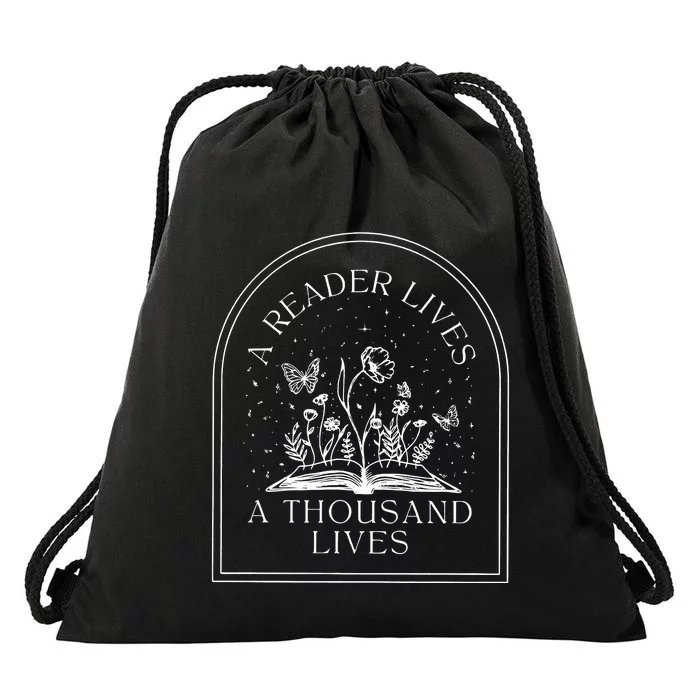 A Reader Lives A Thousand Lives Love Reading Bookish Drawstring Bag