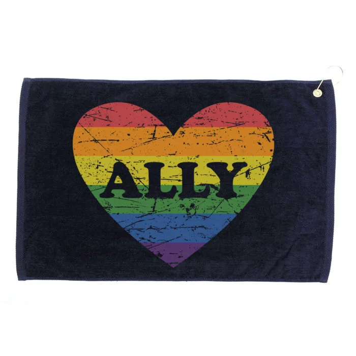 Ally Rainbow LGBT Heart For LGBT Gay And Lesbian Support Pullover Grommeted Golf Towel