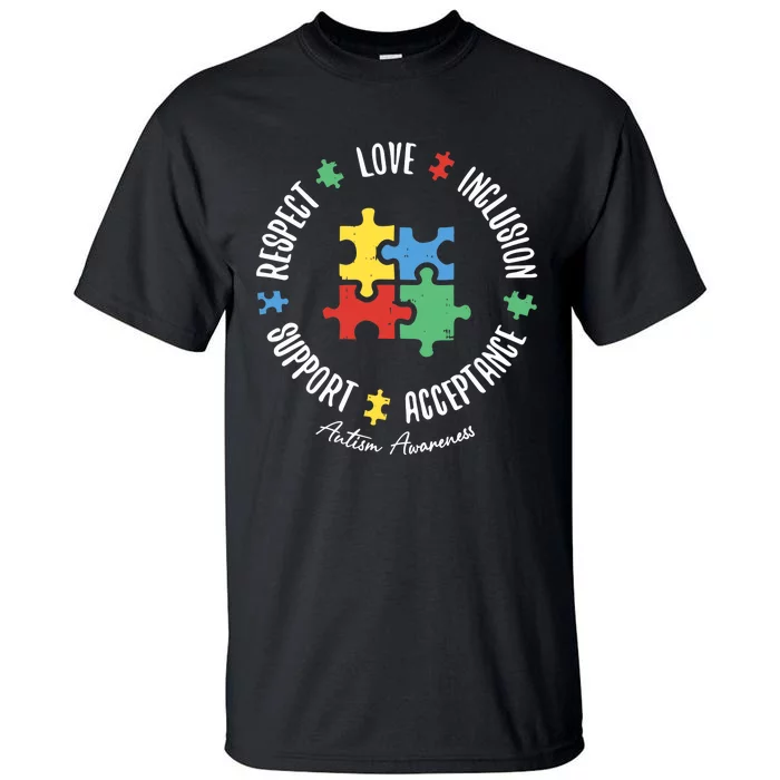 Autism Respect Love Support Autism Awareness Tall T-Shirt