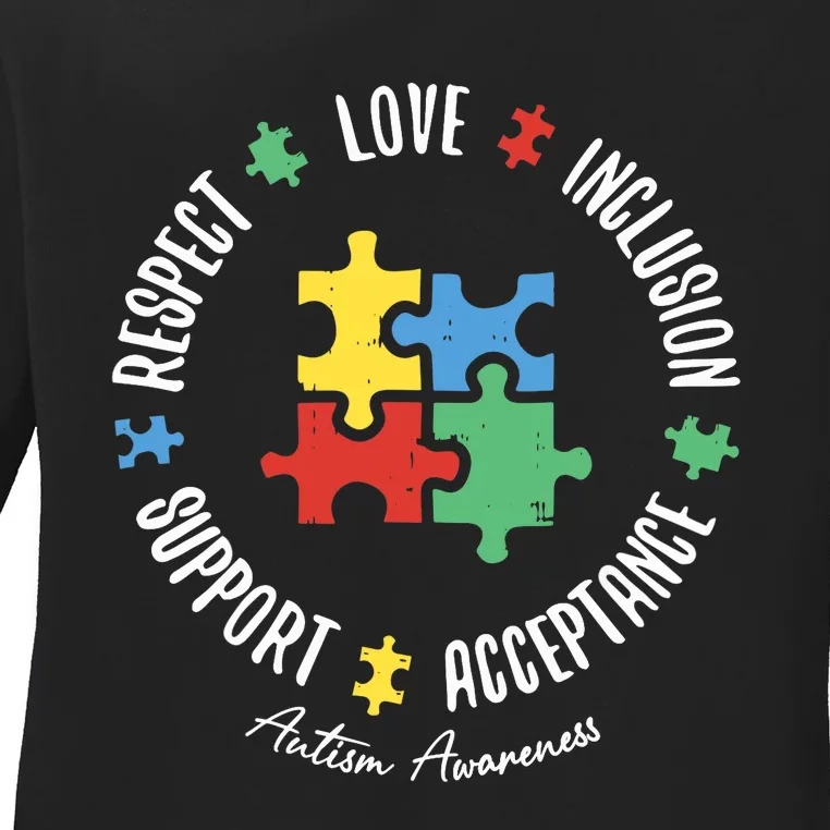 Autism Respect Love Support Autism Awareness Ladies Long Sleeve Shirt