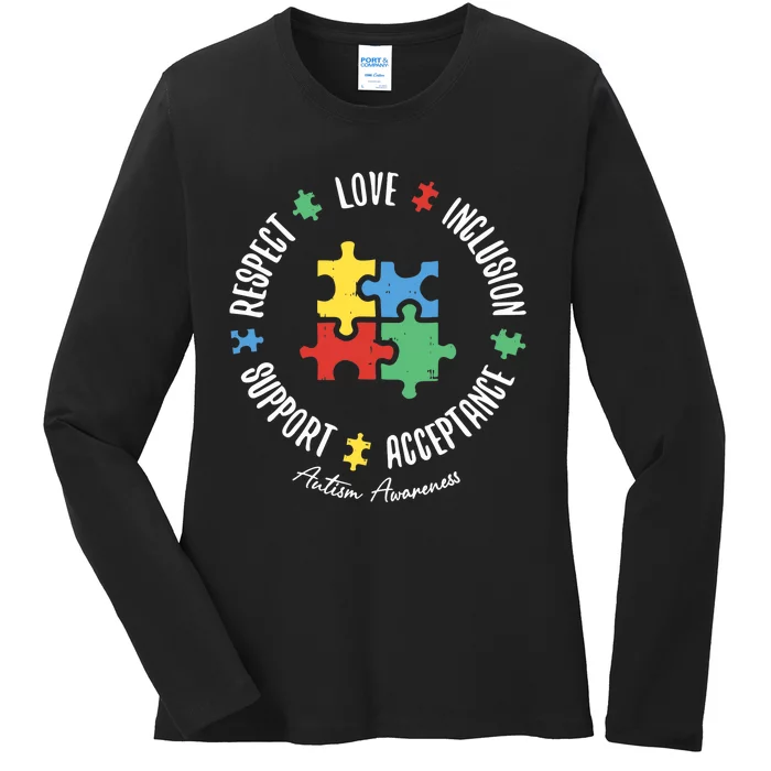 Autism Respect Love Support Autism Awareness Ladies Long Sleeve Shirt