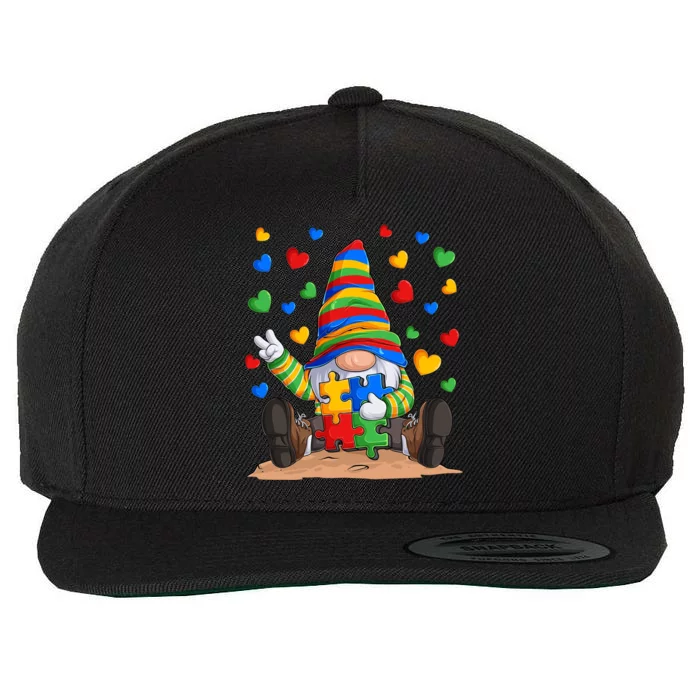 Autism Respect Love Support Gnome Autism Awareness Cute Gift Wool Snapback Cap